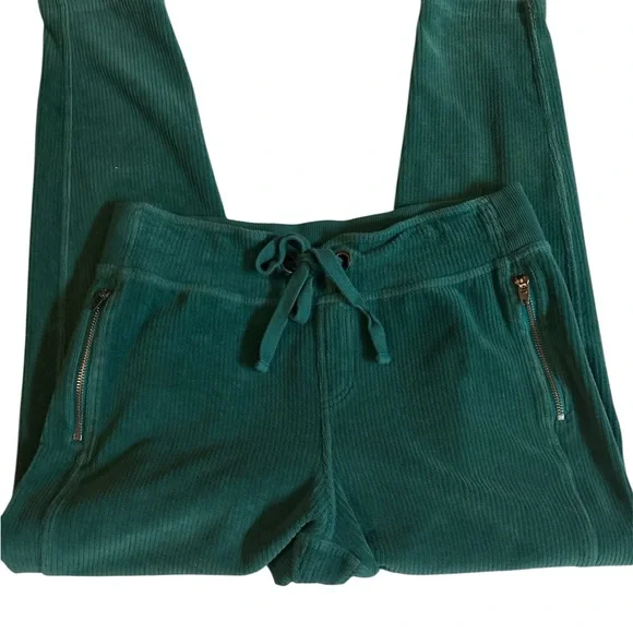Free People Movement Denali Pants Green Ribbed Cotton Blend Velour Sz Medium - Picture 5 of 7